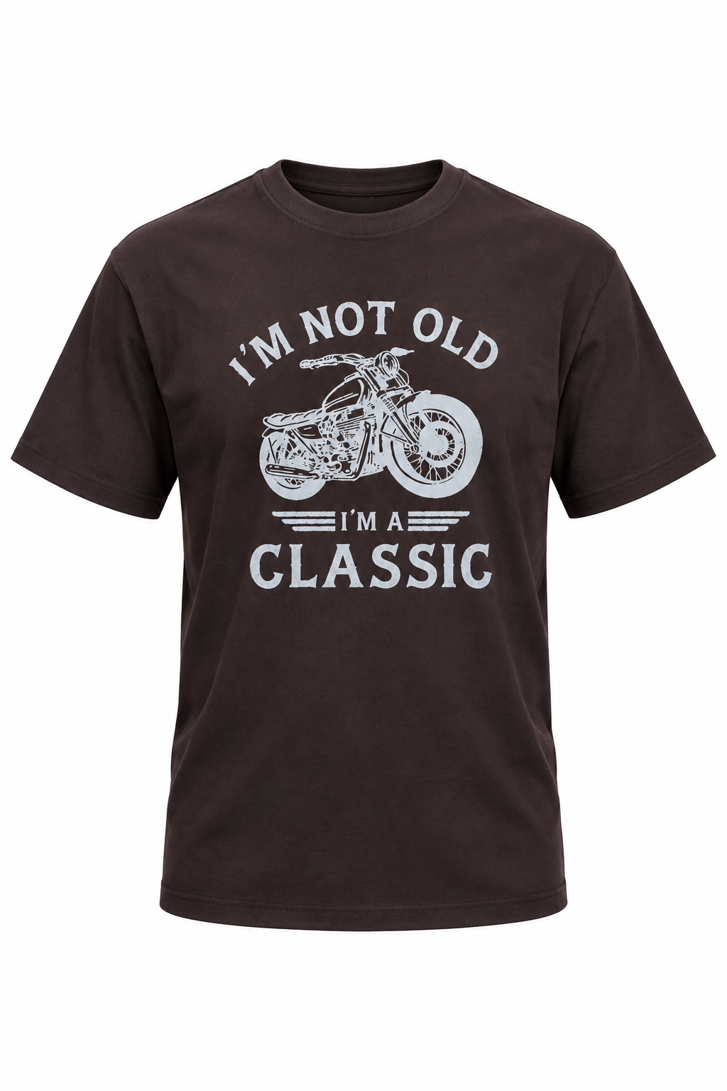 Classic Bike Cotton Graphic Drop Shoulder T-Shirt - Dark Brown