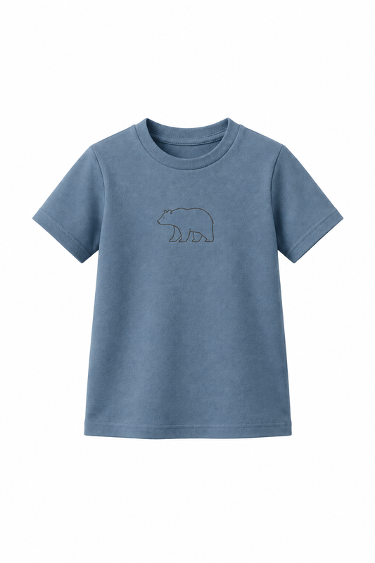 Kids Bear Graphic T-Shirt - Dusty Blue