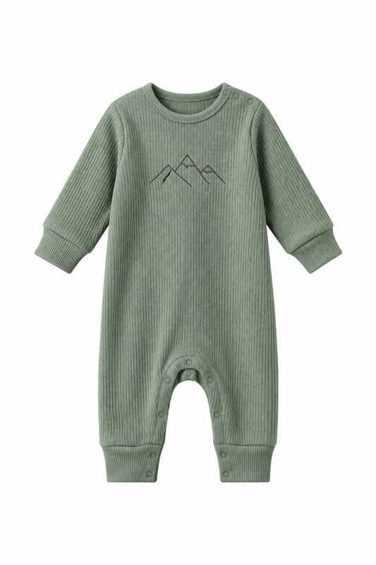 Baby Mountain Ribbed Romper - Sage Green