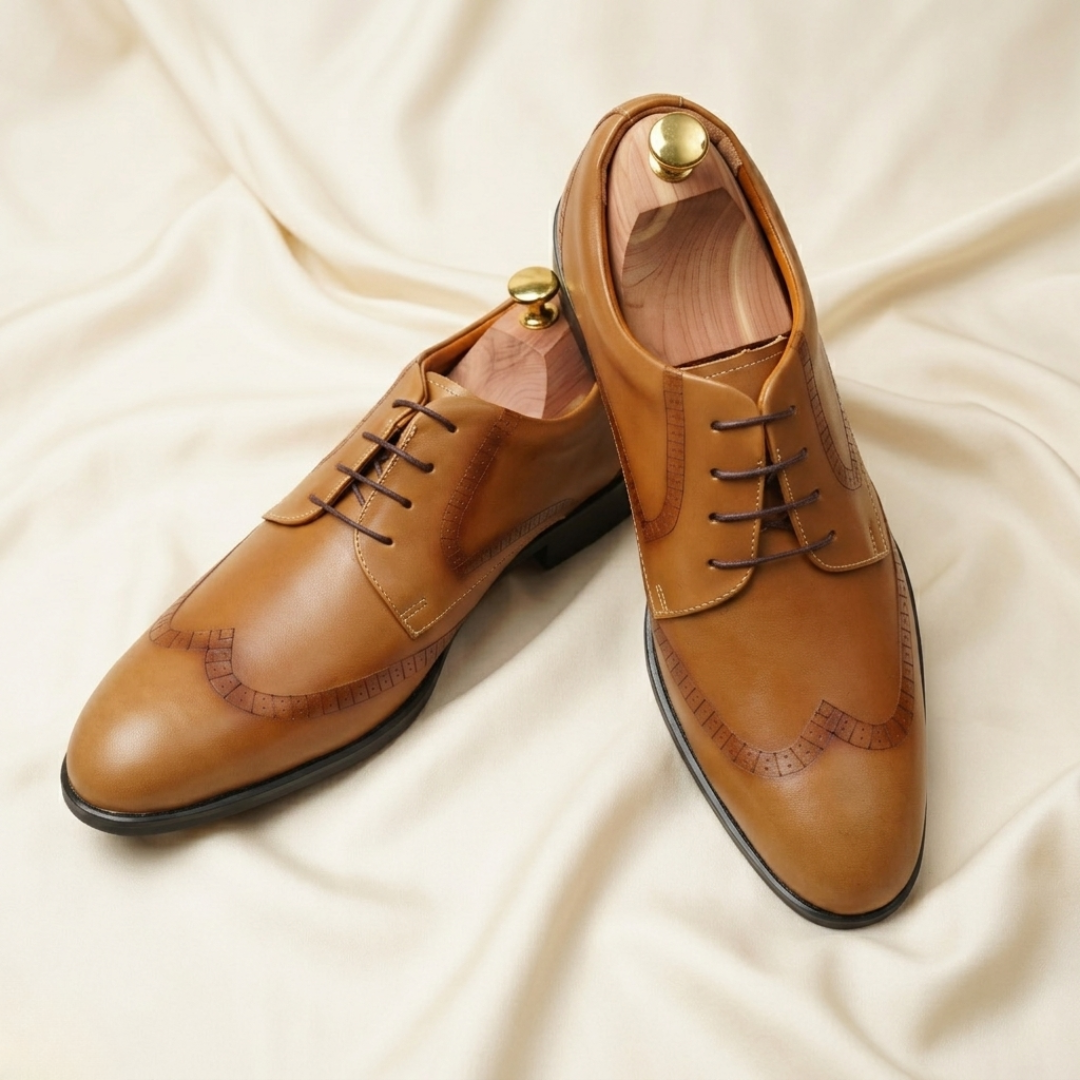 Walkist Premium Leather Wingtip Derby Shoes – Brown